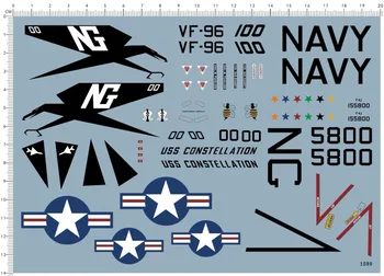 Podrobnosti Up 1/48 US Air Force USAF F-4J Phantom II VF-96 Borec Model Kit Nalepke