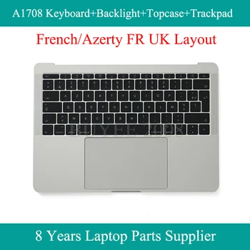 Za Macbook Azerty FR UK Version A1708 francoski Osvetlitev Tipkovnice Topcase Naslona za sledilno ploščico Touchpad Pokrov Prostora Sivo Srebrna