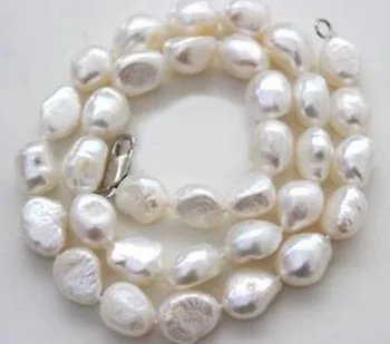 10-11 mm južno morje naravnih baročno bela biserna ogrlica, 18-inch