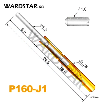 100 kozarcev/veliko P160-J1 Dia 1,0 mm Pomlad Testnih Sond Skakal Pin Dolžina 24.5 mm (Kap Pomlad Froce:140 g)