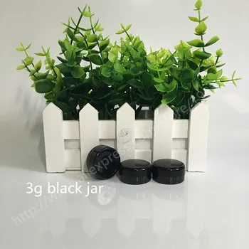 100 x 3g Črno PS Plastične Kozmetične Jar, ki se Uporablja Kot Promocijo Krema Glitters Vzorec Embalaže, Ličila Sub-stekleničenje laki v prahu primeru