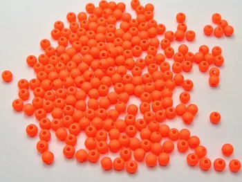 1000 Mat Neon Oranžna Barva, Akril Krog Semena Biseri 4 mm(0.16