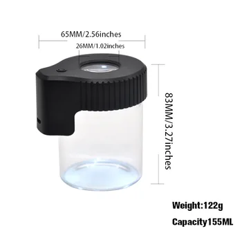 10Pcs/veliko Plastike&Stekla Light-Up LED Zraka Tesen Shranjevanje Povečevalno Jar Ogled Posodo 155ML Vakuumsko Tesnilo Plastičnih Pill Box Primeru