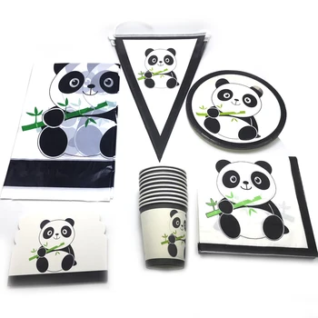 113pcs/veliko Lep Panda Temo Prtom Plošče Skodelice Okrasite Vabila Fantje Uslug Jedi Rojstni dan otroške Plenice Zastav
