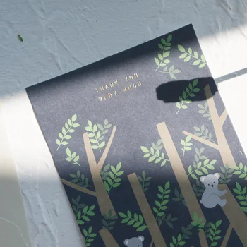 12 nastavitev zlato temo Koala v gozd Kartice pustite sporočilo kartice voščilnico, Božični Party Vabilo z ovojnico