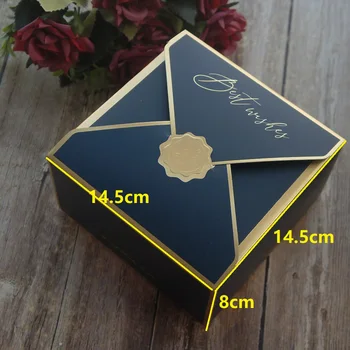 14.5*14.5*8 cm 10pcs najboljše želijo Sredstev Zlata Znamka, Design Papirja, Škatle za Bonbone Piškotek Čokolada Macaroon Darilni Embalaži Poroka Uporabo