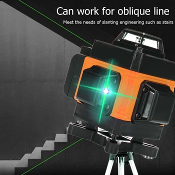 16 Linije Laser Ravni 4D Self-Izravnavanje 360 Vodoravno In Navpično Križ z LED Zaslon Zeleni Laserski Žarek Skladu z Orodji za Merjenje