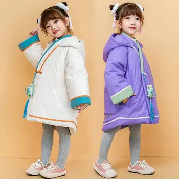 2019 Kitajskem Slogu Nove Otrok Oblačila Parkas Za Toplo Debela Dekleta Zimski Plašč Dekleta Hooded Jopiči Outwear Za 3 4 6 8 10 12