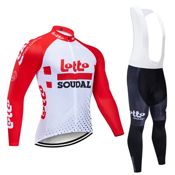 2020 LOTO Kolesarski Dresi Nastavite Ropa Maillot Ciclismo dolg rokav jeseni Moški Kolesarski Dres oblačila Dihanje 19D Bib Hlače komplet