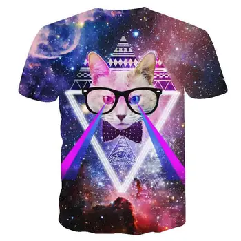 2020 novi galaxy prostor 3D t shirt lep mucek mačka jesti pico smešno vrhovi tee kratek rokav poletne majice za moške dropship t-shirt