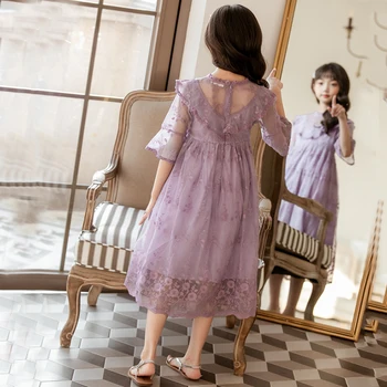 2020 Poletje Novo Čipke Dekleta Kratek Rokav Obleke Baby Dekleta Srčkan Princesa Obleke Očesa Mozaik Otroci Obleke za Dekleta, #8382