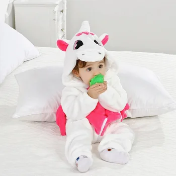 2020 Zimska Otroška Oblačila Flanela Baby Boy Oblačila Cartoon Živali Samorog Pižamo Romper Baby Jumpsuit Toplo Novorojenega Dojenčka Romper