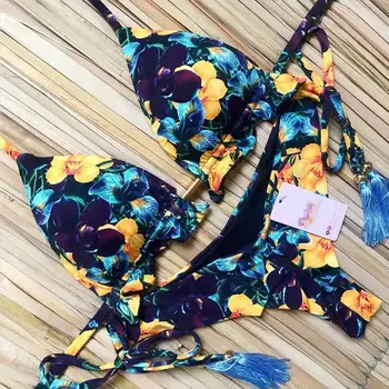 2020 Ženske Bikini Kopalke, Kopalke Tiskanja Brazilski Biquini Kopalke Plavati Obrabe Plaži Push Up Bikini Komplet