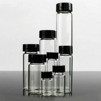 20pcs 3/510/15/20/30/40/50 ml Lab prozornega Stekla Vzorec Steklenico Jasno Reagenta Tehtnica z Vijakom Plastični Pokrovček in PE Pad