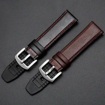 22 mm Watchband Silikonski + Usnje 2v 1 Trak Moda za Moške Zamenjava Manšeta Za Huawei watch Pro/GT Hitro sprostitev trak