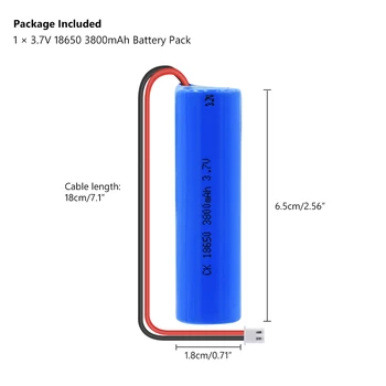 3,7 V 3800mAh 18650 Lithuim Baterija za Polnjenje Li-ion Celice Z IS-2P Plug Zamenjava Baterije + DIY Kabel Za v Sili Svetlobe