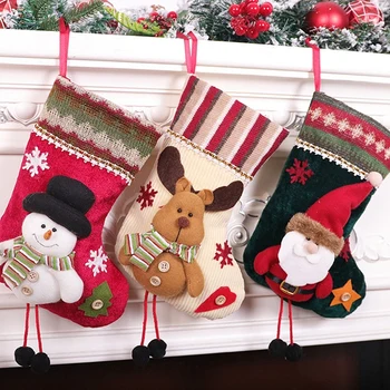 3 Kos Božične Nogavice Santa Claus Jelenov in Snjegović za Božič Počitnice Stranka Dekor