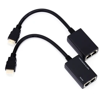 30 M HDMI Podaljšek Nad RJ45 CAT5e UTP CAT6 LAN Ethernet Balun Signal Extender Repetitorja Podporo 480i 1080P
