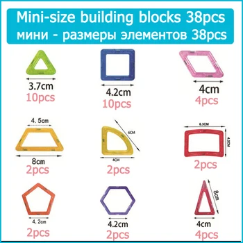 38pcs Mini Magnetni Bloki Magnetni Oblikovalec Model Magnetni Bloki Izobraževalne Gradnje 3D Igrače Za Otroke