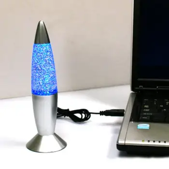 3D Raketa Multi Barva Spreminja, Lava Svetilka RGB LED Glitter Party Razpoloženje Noč Svetlobe Božično Darilo ob Postelji Nočna lučka