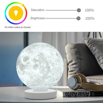 3D Tiskanih Smart Luna Lučka Pisane Lunar Moon Light Alexa Google Pomočnik WiFi Glasovni Nadzor Tabela Namizno Svetilko Ustvarjalne