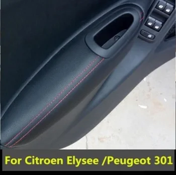 4PCS Mikrovlaken Spredaj / Zadaj Vrata Plošče Armrest Usnja Kritje Zaščitno Prevleko Za Peugeot 301/ Citroen Elysee /Citroen C3-XR