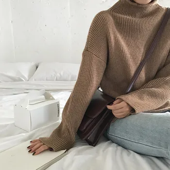 5 barv 2018 jeseni in pozimi breif slog, barva turtleneck tople puloverje in puloverji ženska (F1311)
