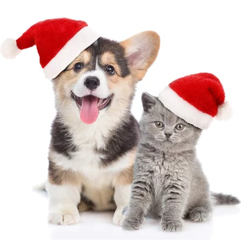 50 Kos Pet Hat Santa Božič Mačka Pes Pozimi Toplo Plišastih Skp Božič Stranka Dekor Srčkan Hišne Cosplay Kostum Dekor Trgovina X2