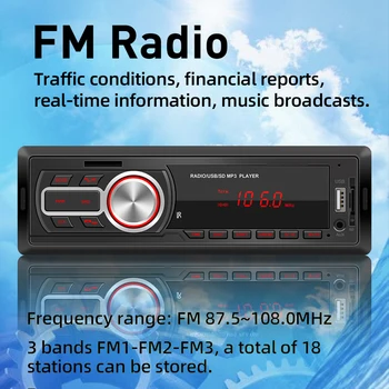 5209E 1-DIN Avto Avdio Centralne FM Avtomobilski Stereo sistem Avtomobilski Stereo Bluetooth AUX TF USB, FM Radio Sprejemnik in-Dash Vodja Enote