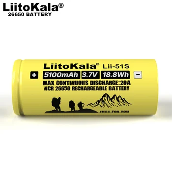 6-30PCS Liitokala LII-51S 26650 20A moč polnilna litijeva baterija 26650A , 3,7 V 5100mA . Primerna za svetilko