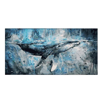 60x120cm Velikosti Barvanje Z Številkami Modra Velikega Kita Olje Ocean Živali Digitalni Barve Z Številkami Modularni Slikarstvo Doma Dekor