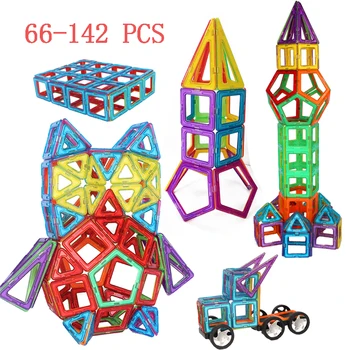 66-142 Kos Big Velikost Magnetnega Stavbe, Bloki, Opeke, Plastične trikotnik, kvadrat igrače DIY Za Šivanje Fant Božična Darila za Rojstni dan