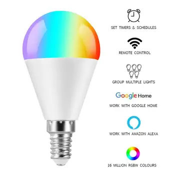 6W WiFi Smart Žarnice B22 E26 E14 E27 LED RGB Žarnice Delo Z Alexa/googlova Domača stran 85-265V RGB+Bela Zatemniti Časovnik Smart Žarnica