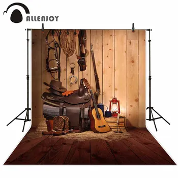 Allenjoy zahodni fotografija ozadje kavboj glasbe podeželju lesa ozadje photocall photobooth dekoracijo nove tkanine