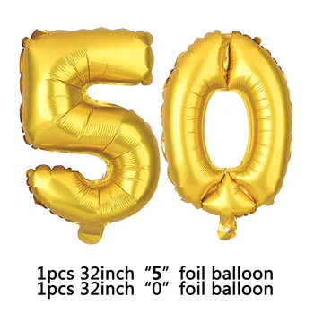 Amawill 50. Rojstni dan Dekoracijo Komplet za 50 Gold Število Balonov Happy Birthday Banner 50 Let Stranke Potrebščine za Odrasle 65D
