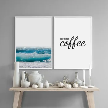 Ampak Prvo Kavo Nordijska Ocean Skandinavskih Art Dekor Dekor Plakatov in Fotografij Stenske Slike za Steno dnevne Sobe Umetnosti Platno, Tisk