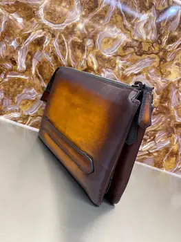 Andonaimi cowhide usnje vreča imetnik kartice denarnice kartico moške denarnice sklopka vrečko z zadrgo imetnik kreditne kartice
