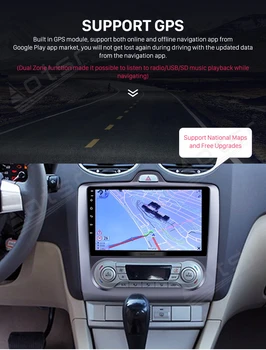 AOTSR 2 DIN 9 Inch Android 10.0 GPS Navigacija zaslon na Dotik jedro Octa avtoradia Za leto 2004 2005 2006-2011 Za Ford Focus Exi NA