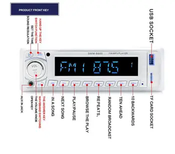 Avto Radio SWM-8600 Avto Plug-in Kartica Bluetooth MP3 Digitalni Ojačevalnik Mp3 Predvajalnik, USB Avto Radio, vgrajen MP3 Elektronska Oprema