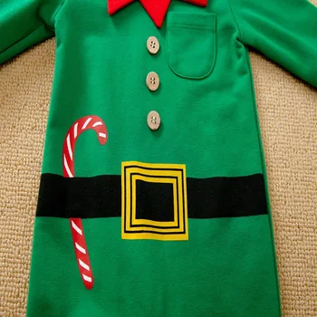 Baby Božični Kostum Zelena Romper Otroci Dečki Deklice Dolg Rokav Jumpsuits + Klobuki 2pcs Outwear Oblačila Za Novorojenčka 0-24M