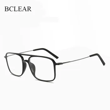 BCLEAR Super Lahka Kvadratnih ULTEM Očala Dvojni Svetlobni Okvir Očal Moške in Ženske Modele Plima Velik Obraz Udobno