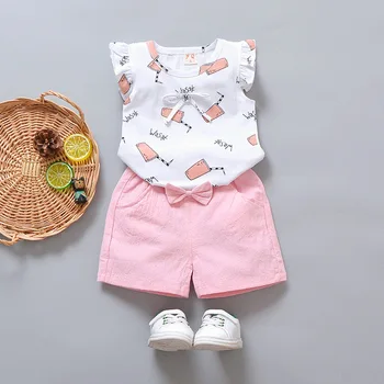 BibiCola poletje otrok letenje rokav mašno obleko majhne, luštna mačka hlače obleka dojencek dekliška oblačila sklop otroci polka dot oblačila obleko