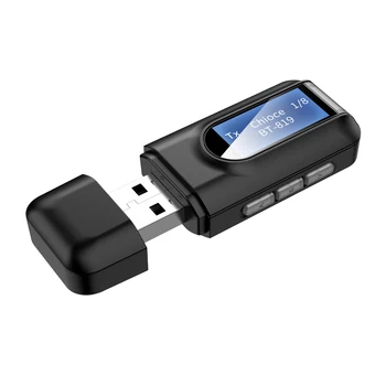 Bluetooth 5.0 Avdio Sprejemnik Oddajnik z 3,5 mm LCD Zaslon 3.5 Stereo AUX USB Priključite Brezžični Adapter za Avto PC TV Slušalke