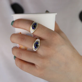 BOHO Bohemia modni nakit NAS velikosti 5 6 7 8 Zlato barvo Emajla turški zlo oko ženske prst prstan