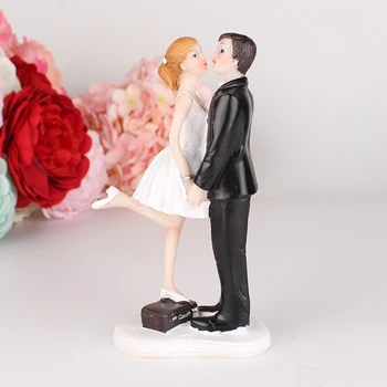 Bolafynia Poročna torta lutka igrača Smolo Obrti Dekoracijo Torto Dekoracijo poroke Valentinovo darilo stoji medsebojno poljub