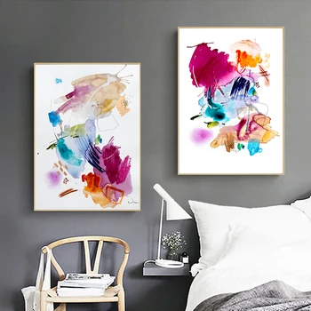Brez okvirja Sodobne pisane Povzetek vode barvno tiskanje platno slikarstvo plakat wall art za dnevni sobi doma dekor stensko slikarstvo