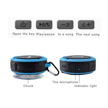 C6 Bluetooth Šport Zvočnik Mini Krog Brezžični Prenosni Visi Nepremočljiva Stereo Zvok Polje Darilo Brezžično kartico mini zvočnik