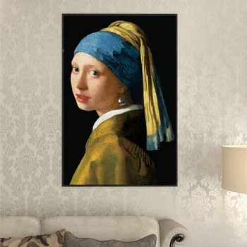 Celoten Kvadratni/Krog Vaja 5D DIY Diamond Slikarstvo Johannes Vermeer Het meisje met de parel 