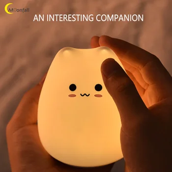 Cmoonfall luštna mačka led nočne luči lamparas lampki nocne za spalnico lampada inteligente de mesa anime lahka otroška nočna lučka