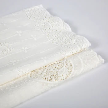 Cusack 91 x 150 cm Izven Bele Bombažne Tkanine, Čipke Vezeni Cvetlični za Ženske obleke Šivanje Kostumov, Tekstil Doma za Needlework